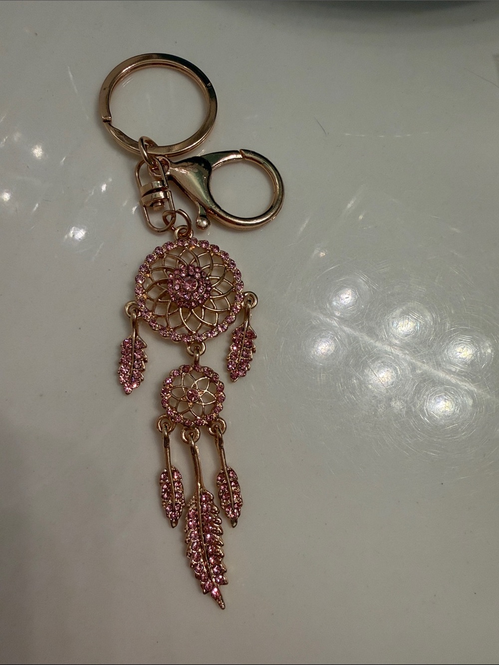 Pink Crystal Dreamcatcher Pendant Keychain - Women Jewelry - Picture 2 of 2